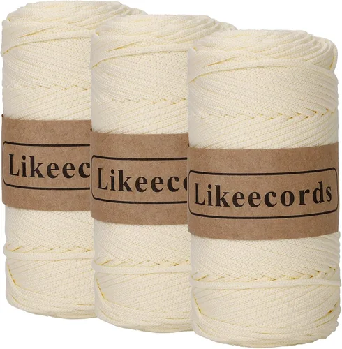 Vista 38 de Likeecords Cordón de macramé trenzado de poliéster de 0.157 in, 140 yardas, 426 pies, hilo elástico para bolsa de ganchillo para manualidades