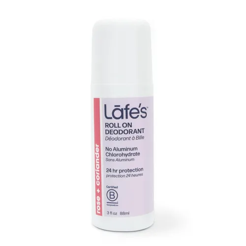 Vista 2 de Lafe's Desodorante natural Desodorante natural roll-on sin aluminio de 3 onzas Rosa y cilantro (paquete de 1)