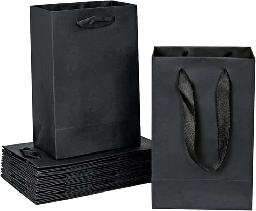 Vista 11 de HUAPRINT Mini bolsas de regalo negras, paquete de 12, 4 x 2.75 x 4.5 Negro
