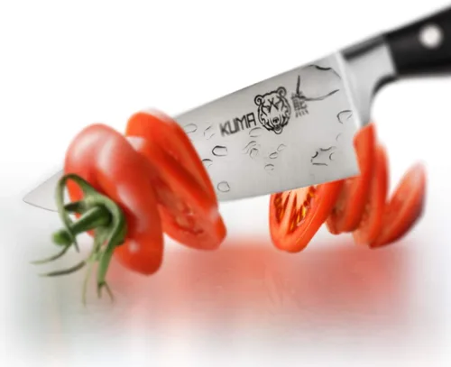 Vista 3 de KUMA Cuchillo de chef multiusos Pro Bolster Edition (juego de 3) – Cuchillo de chef de 8 pulgadas para tallar, cortar y cortar – Gran mango