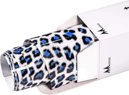 Vista 2 de Vinilo adhesivo de poliuretano estampado, estampado de leopardo azul, 10 pulgadas x 5 pies Azul (Blue leopard print)