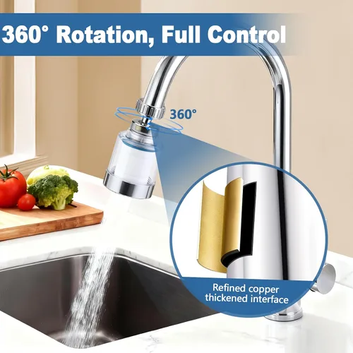 Vista 4 de 23 piezas de filtro de agua para fregadero con juego de elementos filtrantes, filtros de fregadero giratorios 360, eliminan fluoruro, metales