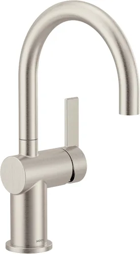 Vista 20 de Moen Cia Grifo de barra moderno color oro cepillado con aumento de potencia y acentos opcionales en negro mate, instalación fácil de un solo mango