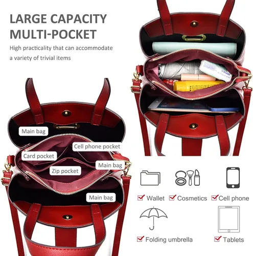 Vista 3 de NICOLE & DORIS Bolsos elegantes para mujer, bolsos de mano de diseñador con asa superior con cinta, bolsas de hombro con múltiples bolsillos