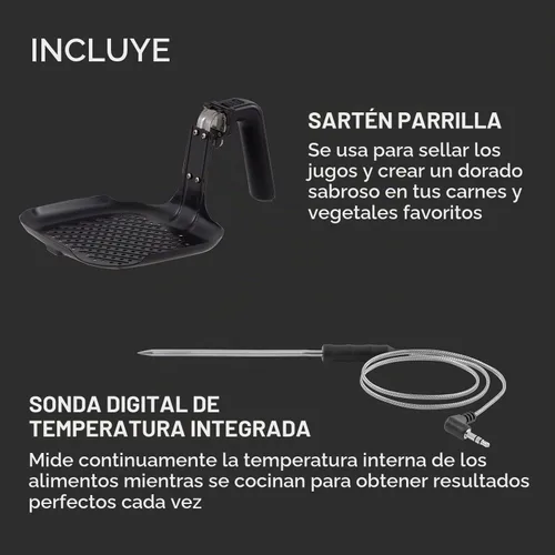 Vista 6 de Nuwave Brio - Freidora de aire inteligente digital saludable de 6 cuartos con sonda controles digitales de un solo toque, funciones de cocción