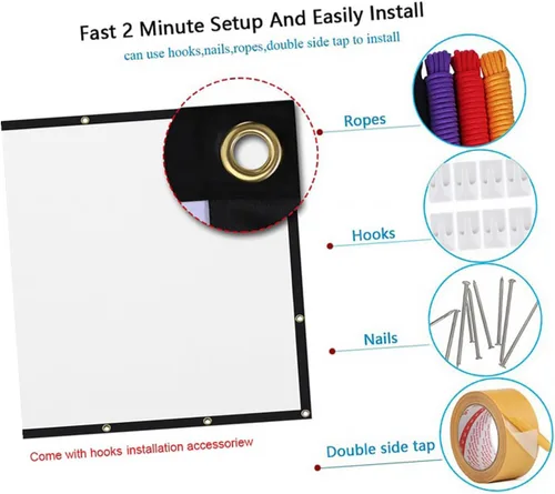 Vista 5 de DOITOOL Polyester Outdoor Indoor HD Projection for Home Theater Camping Classroom