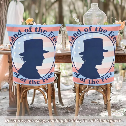 Vista 6 de 4th of July Independence Day Land of Free Blue Silhouette Decorative Birthday Seat Cover for Classroom Chair for Hotel Washable Wedding Chair Covers