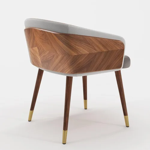 Vista 4 de ARTPLAN Silla de comedor moderna de piel sintética con patas de metal