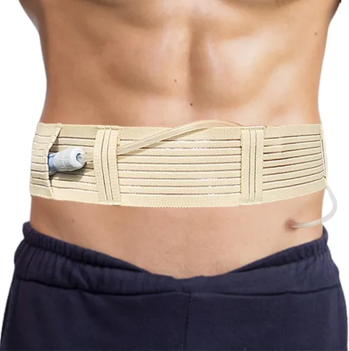 Vista 8 de Cinturón de diálisis PD Cinturón de diálisis peritoneal, soporte para catéter de diálisis peritoneal, protector cómodo con bolsa de ranuras