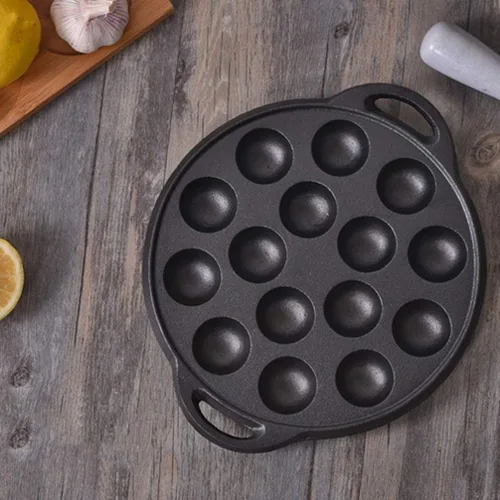 Vista 6 de Cabilock Mini moldes para tartas de hierro fundido Caracol Escargot Plate 15 agujeros de compartimiento molde negro para panqueques