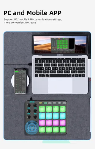 Vista 7 de Controlador inalámbrico MIDI Pads, USB portátil Bluetooth con 16 tambor Negro