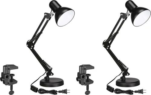 Vista 12 de TORCHSTAR Lámpara de escritorio de metal con abrazadera, brazo oscilante, lámpara de mesa de cuello de ganso ajustable para arquitectos, luces