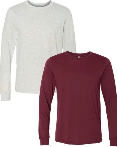 Vista 135 de Canvas Filmore 3501 - Camiseta de 4.2 onzas para hombre manga larga (1) Ceniza + (1) Jaspeado atlético