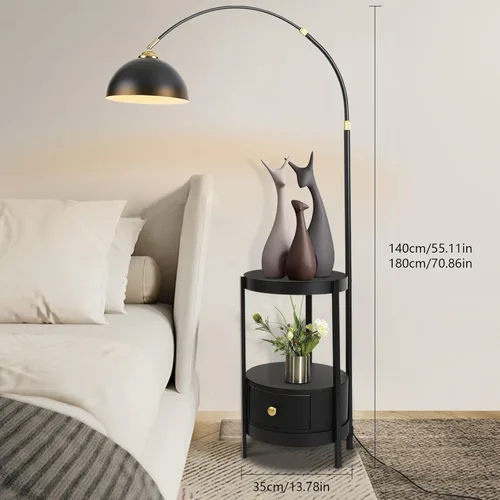 Vista 4 de OUKANING Lámpara de pie de decoración industrial con luz de escritorio rústica de metal ajustable, para sala de estar, dormitorio, oficina, casa