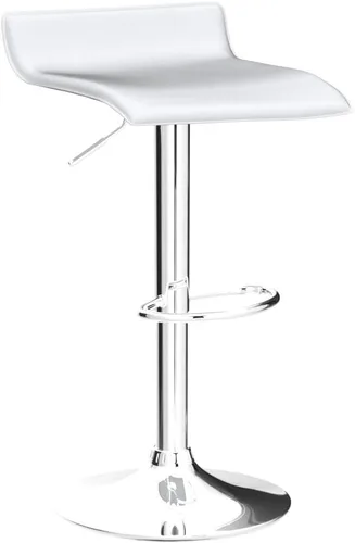 Vista 5 de NAFORT Juego de 2 taburetes de bar giratorios de altura ajustable sin espalda, de piel sintética y base cromada, sillas de bar modernas para Blanco