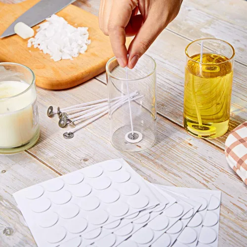 Vista 6 de 500 calcomanías de mecha de vela, calcomanías de cera para velas, pegamento a prueba de calor, pegamento que se adhiere de forma estable en cera
