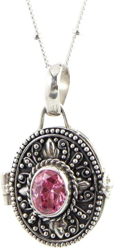 Vista 10 de Colgante de medallón ovalado de Bali de plata esterlina de 20 "collar de cadena JD125
