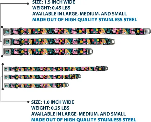 Vista 3 de buckle-down dc-wdy279-l dyhu Alicia en el País de las maravillas Drink Me botella Full Color perro collar, Large/15 – 26", Multicolor Poses, 9 to