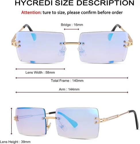 Vista 35 de Gafas de sol rectangulares para hombres/mujeres, gafas de sol pequeñas sin montura cuadrada