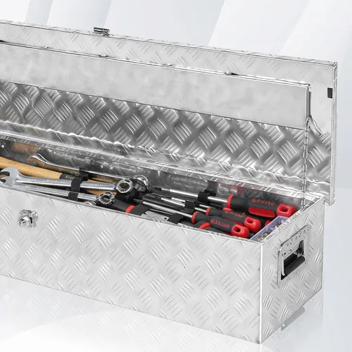 Vista 5 de Caja de herramientas de aluminio para camión de 50 pulgadas, caja de herramientas para cama de camioneta pickup con cerradura y llaves, cajas