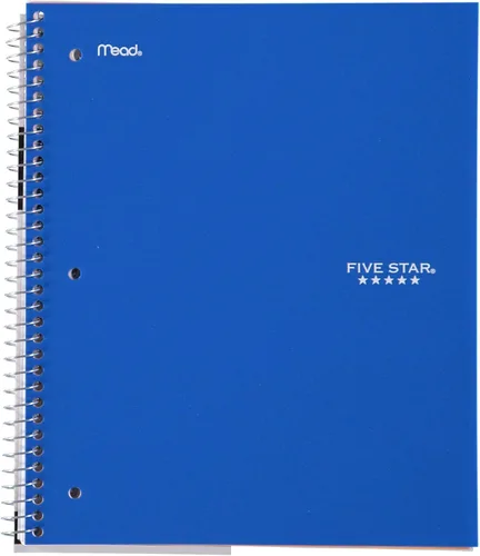 Vista 8 de Five Star Cuaderno de espiral + aplicación de estudio, paquete de 2, 1 materia, papel rayado universitario, 100 hojas, 8-1/2 x 11 pulgadas, azul