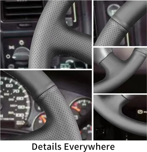 Vista 3 de Funda de volante cosida a mano, apta para Chevy Astro Silverado 1999/Suburban 2000/Blazer S-10 2001/Avalanche Blazer 2002/Kodiak 2005, funda