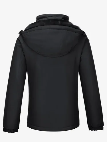 Vista 2 de CAMEL CROWN Chaquetas de esquí de invierno cálidas para mujer, abrigo de nieve impermeable con capucha, chaqueta de lluvia resistente al viento