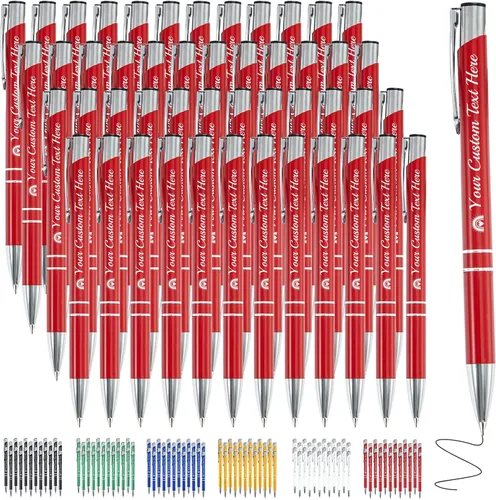 Vista 44 de Bolígrafo personalizado, 1 unidad, bolígrafo personalizado con logotipo de mensaje de nombre comercial grabado, tapa de clic de tinta negra, regalo