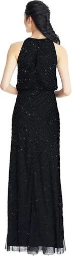Vista 3 de Adrianna Papell Vestido estilo blusa con cuentas Art Deco para mujer con escote halter