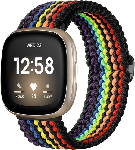 Vista 21 de Maledan Banda elástica trenzada compatible con Fitbit Sense/Versa 3/4 y Sense 2, correa elástica suave para reloj inteligente, accesorio