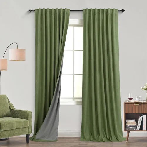 Vista 26 de KOUFALL - Cortinas de medio estilo francés de lino para ventana, juego de 2 cortinas cortas de 40 pulgadas de longitud, para privacidad, cortinas