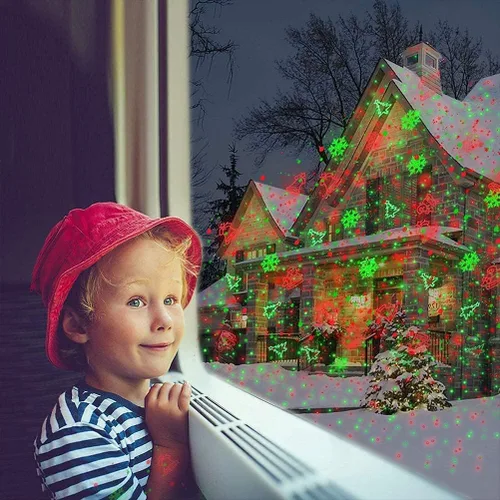 Vista 2 de Proyector de luces láser de Navidad para exteriores: impermeable al aire libre decoraciones de Navidad luz láser, luces de Navidad de proyección