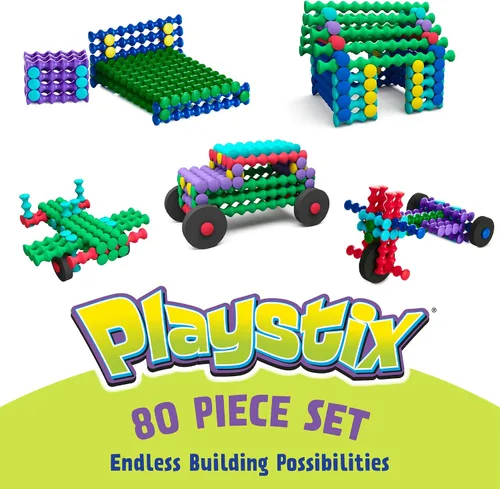 Vista 3 de POPULAR PLAYTHINGS Playstix, juego de iniciación de 80 piezas, kit de palos