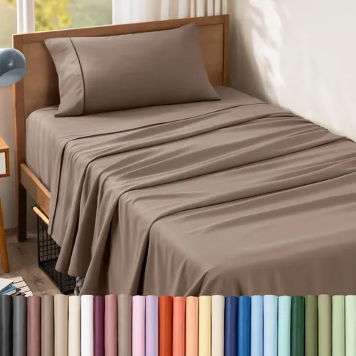 Vista 131 de Bare Home Juego de Sábanas Twin - Sábanas de Cama de Microfibra Ultra-Suave 1800 - Doble Cepillado - Bolsillos Profundos - Ajuste Fácil - Extra