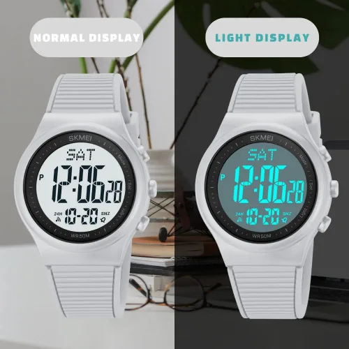 Vista 2 de CakCity Reloj digital para mujer, impermeable, cronómetro, relojes deportivos para hombres y mujeres, unisex, correa de goma para exteriores, reloj