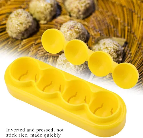 Vista 8 de Agatige Moldes de bolas de arroz, mini máquina portátil para hacer bolas de arroz, moldes de sushi con cuchara y cara sonriente, algas marinas Nori