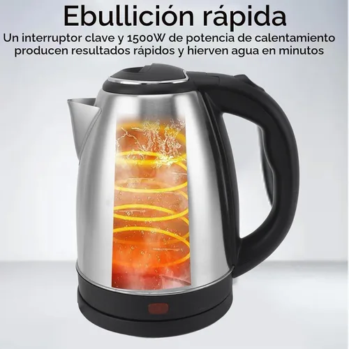 Vista 7 de Zerodis Hervidor eléctrico, hervidor de té de ebullición rápida de 2 litros con forro de acero inoxidable, apagado automático, caldera de agua