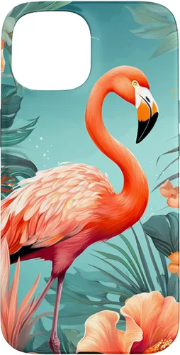 Vista 6 de Tropical Pink Flamingo Teal Orange Wildflower Palm Leaves Case for iPhone 17