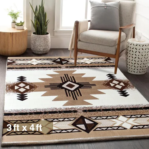 Vista 54 de YHSF South West - alfombra estilo nativo americano del suroeste C318 - fácil de limpiar, gruesa, suave, duradera, alfombra inspirada en tribus