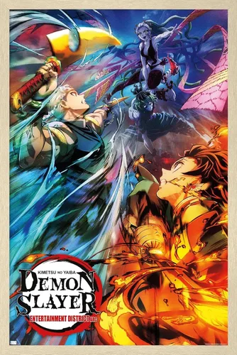 Vista 14 de Trends International Demon Slayer - Póster de pared Key Visual 2, 22.375 x 34 pulgadas, versión enmarcada de madera de granero Versión enmarcada