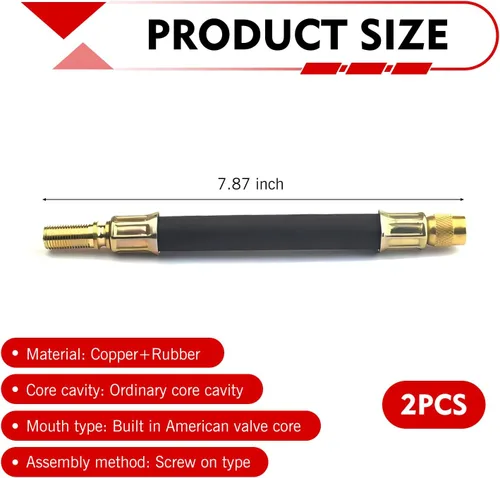Vista 2 de 2 extensores de vástago de válvula de neumático, extensión de vástago de válvula de goma flexible de 7.87 pulgadas, universal para automóviles