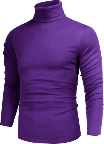 Vista 36 de Poriff - Suéter de cuello de tortuga térmico, de punto, liviano, casual, con corte entallado, para hombre Albaricoque