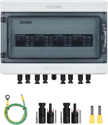 Vista 9 de DIHOOL Caja de interruptor de desconexión de panel solar Caja de disyuntor de CC de 40 amperios, caja combinadora de 1000 V PV para RV