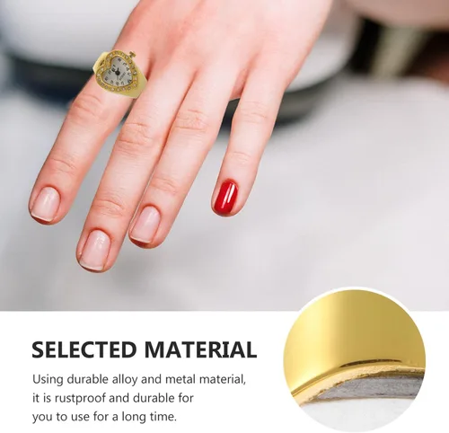 Vista 6 de Mikikit Reloj de anillo para mujer, reloj de dedo elástico con sincronización precisa, forma de corazón, reloj de dedo de cuarzo, reloj de anillo