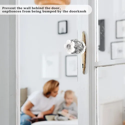 Vista 6 de Sliverdew 2 fundas para pomos de puerta, protector de pomo de puerta floral negro, suave y redondo, para puerta, reutilizable, con esponja, lavable