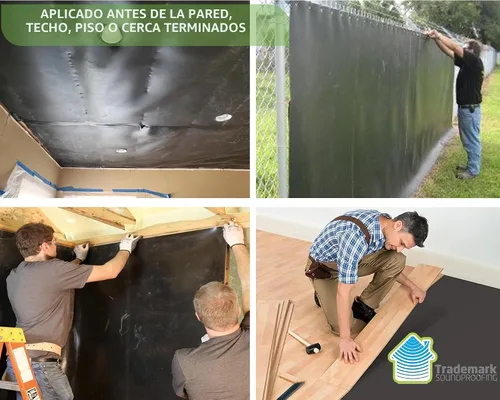 Vista 3 de Trademark Soundproofing Vinilo cargado en masa MLV 1 libra - Barrera insonorizante MLV para barrera de sonido en pared - Aislamiento acústico - 4' x
