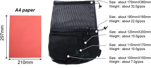 Vista 3 de iBasingo 510pcs bolsa de malla de nylon bolsa de cosas saco de golf olla al aire libre BVP01, XL-5 piezas, Cordón