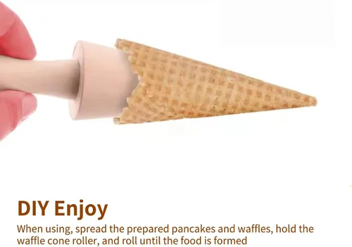Vista 7 de Molde de cono de helado, molde de madera reutilizable para cuernos de crema de 9.1 pulgadas, rodillo de pizza para gofres para cocina, cocinar