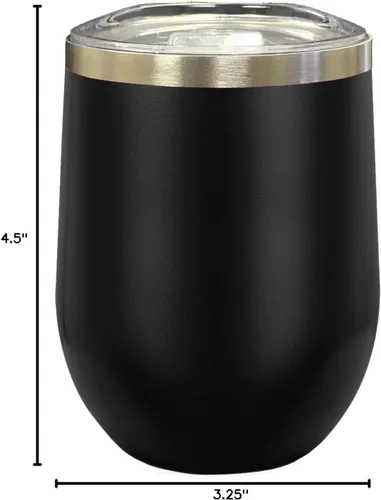 Vista 7 de LaserGram Vaso de vino de acero inoxidable de doble pared, ancla de barco, grabado personalizado incluido (negro)