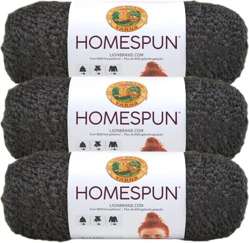 Vista 44 de Lion Brand Yarn Hilo Homespun, Hilo Suave y Voluminoso para Tejer, Ganchillo y Manualidades, 1 paquete, Beachside Stripes